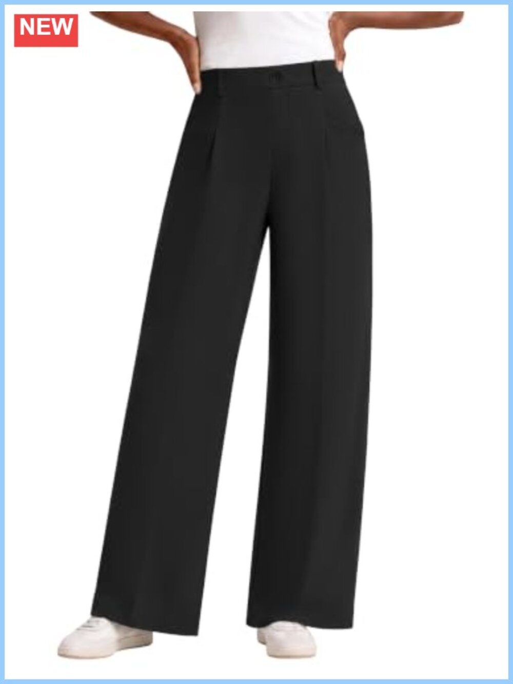 Wide Leg Stretch Dress Pants with Pockets Pull On Work